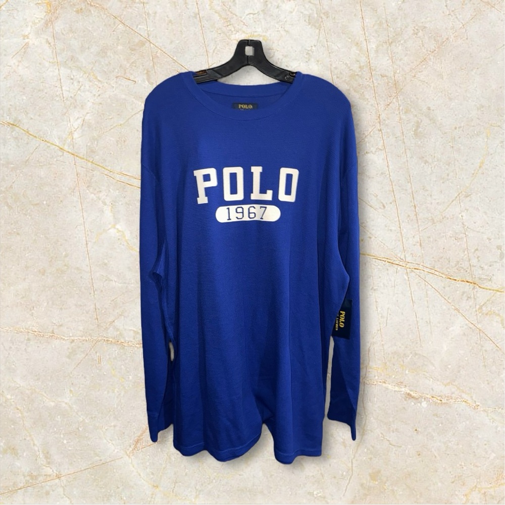 Polo Ralph Lauren Sleepwear Long Sleeve Crew Neck Waffle Knit Shirt 3XL Logo NWT